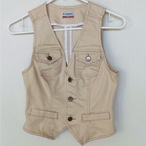 Vintage 90’s Denim Vest Juniors Size (3-5) Small.  Stretch Denim.  EUC